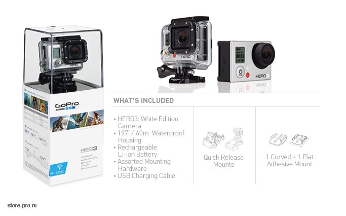 Купить экшен камеру Gopro HD HERO 3 White Edition